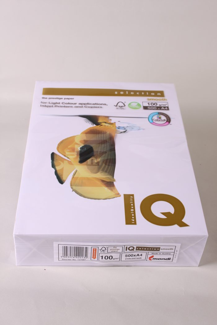 500 Sheets (1 Ream) IQ Smooth Colour Laser Paper A4 100gsm