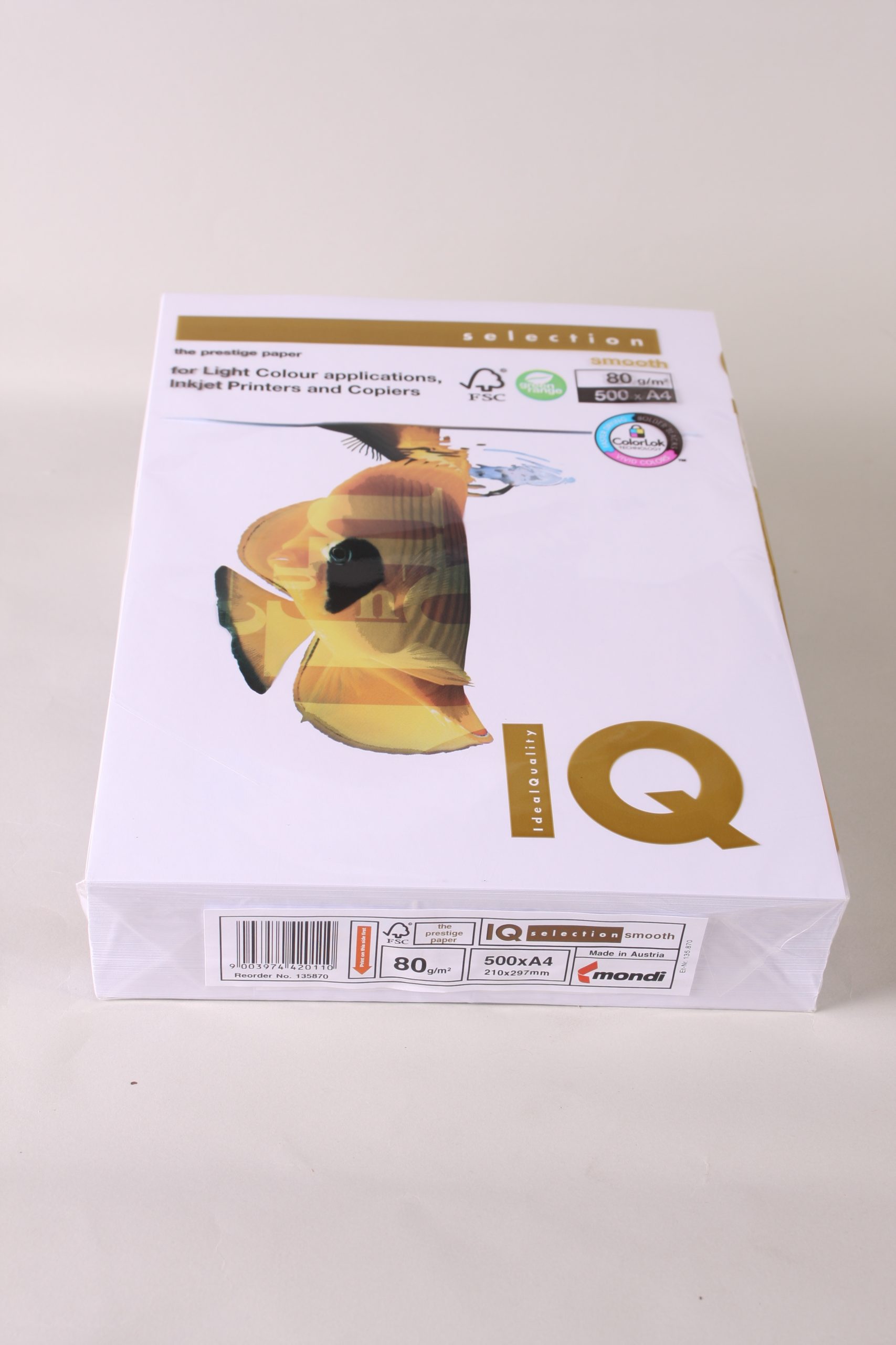 500 Sheets (1 Ream) IQ Smooth Colour Laser Paper A4 80gsm