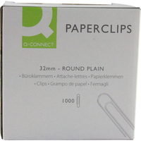 Q Connect Paperclip 32mm Plain Pack Of 1000