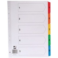20 Part Reinforced Multi-Colour Tabbed Q Connect Index A4 Multi-Punched A-Z