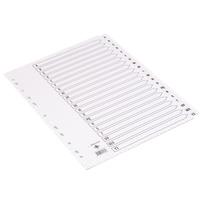 20 Part Reinforced White Board Clear Tabbed Q Connect Index A4 Multi-Punched A-Z