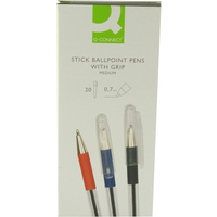 Pack Of 20 Black Q Connect Stick Ball Point Pen Medium Nib