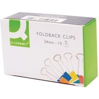 Q Connect Foldback Clip 24mm Assorted Pack Of 10
