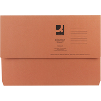 Pack Of 50 Q Connect Document Wallet 285gsm Foolscap Orange