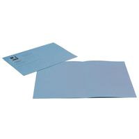 Pack Of 100 Q Connect 180gsm Square Cut Folder Light-weight Foolscap Blue