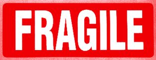 1,000 Printed "FRAGILE" Parcel Labels 89mm x 32mm/Roll